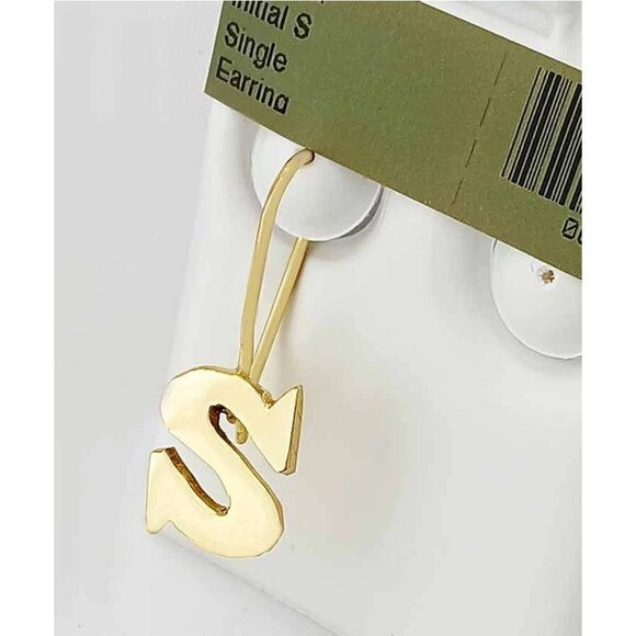 Solid Initial "S" *Single* Earring 10k Yellow Gold - Picture 2 of 4